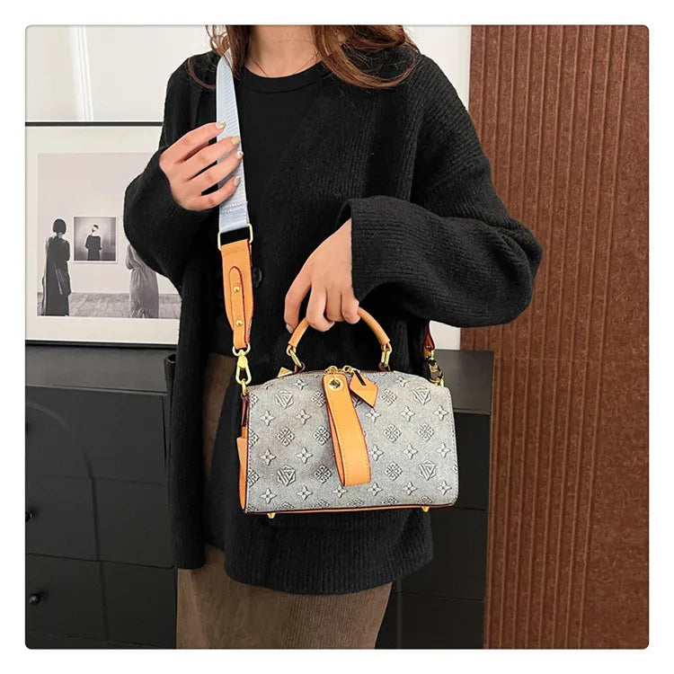 2025 New Boston Bag for Women Fashion Printed Pillow Bag Wide Strap Shoulder Crossbody Bag Casual Work