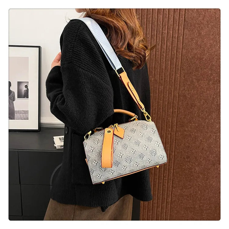 2025 New Boston Bag for Women Fashion Printed Pillow Bag Wide Strap Shoulder Crossbody Bag Casual Work