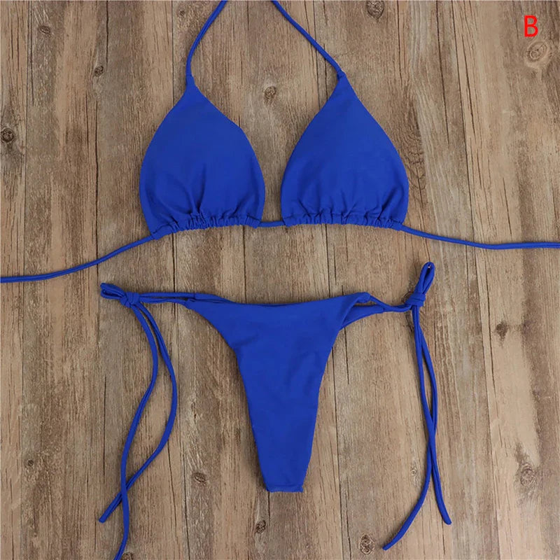 Sexy Women Summer Swimwear Bikini Set Bra Tie Side G-String Thong Beach e Suit Swimsuit Bathing Suit Swimming Suit