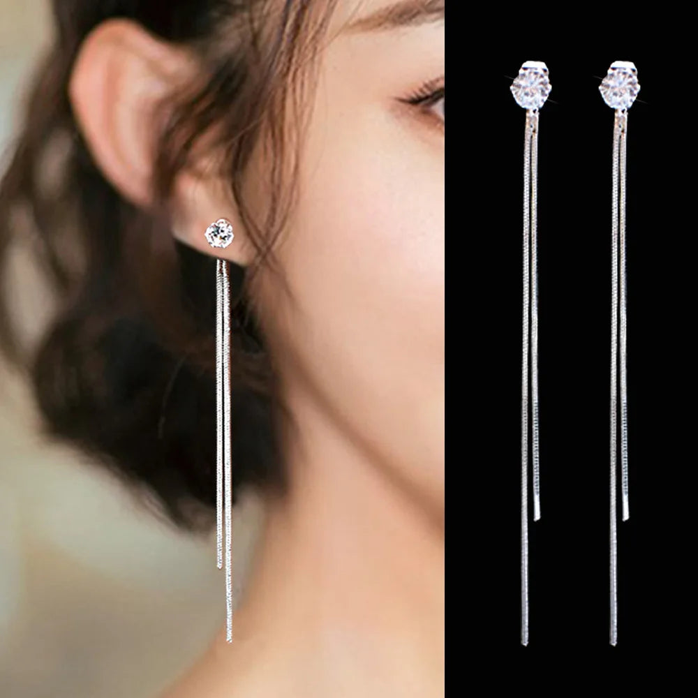 Luxury Leaf Crystal Long Earrings Women Fashion Rhinestone Drop Earring Accessories Statement Gold Color Brincos Shiny Jewelry