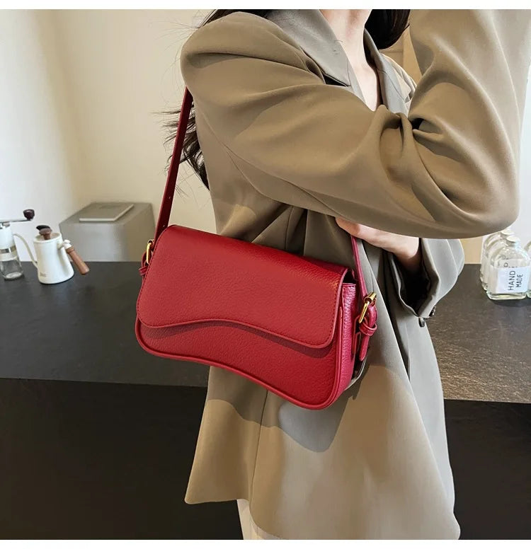 Bag Women 2025 Fashion Texture Lychee Pattern Small Square Bag Simple Commuter Versatile Single Shoulder Crossbody Bag