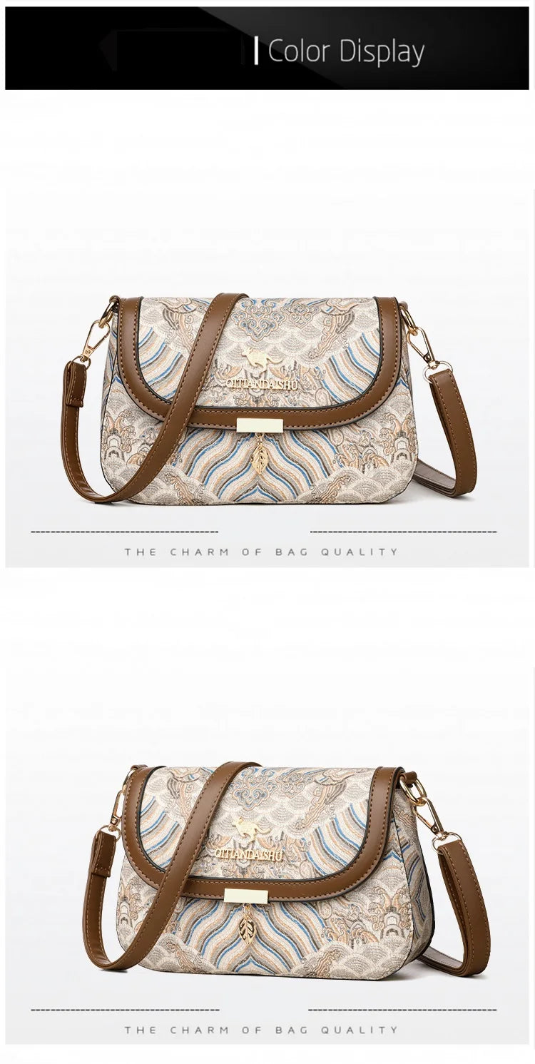 Bags for Women 2025 New Crossbody Bag Women's Bag Printed Fashion Middle-Aged Mother Bag Versatile Shoulder Bag Commuter Bag