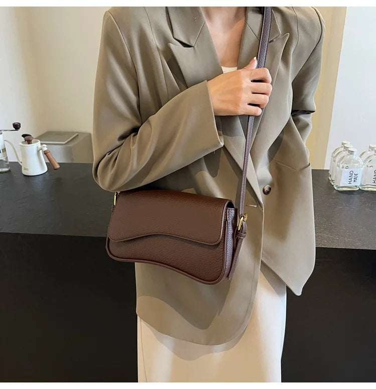 Bag Women 2025 Fashion Texture Lychee Pattern Small Square Bag Simple Commuter Versatile Single Shoulder Crossbody Bag