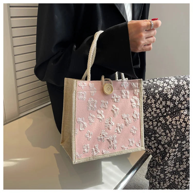 2025 Linen Bags Handbag for Women Shopper Tote Bag Fashion Designer Bag Convenient Large-capacity for Travel Grocery Bag
