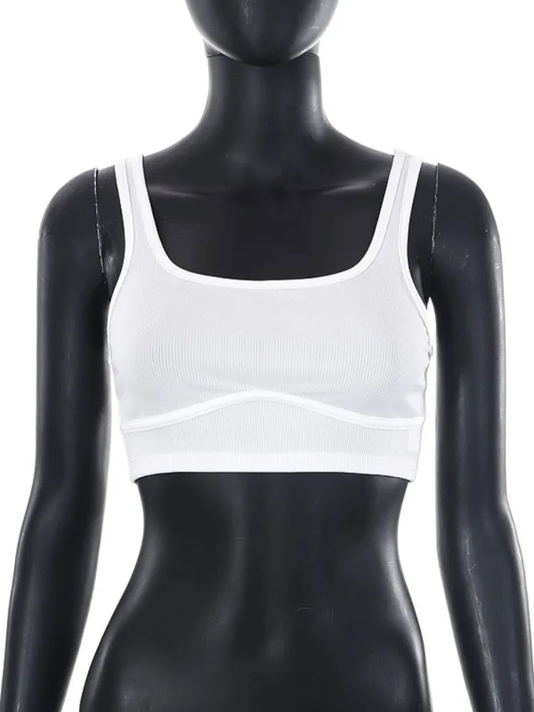Solid White Tank Top Women Summer Clothes Square Collar Bottom Corset Sleeveless Y2k Accessories Cute Ropa De Mujer Streetwear