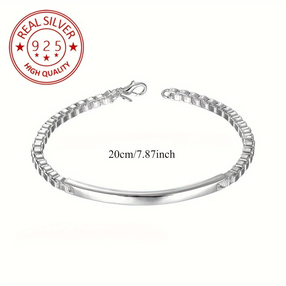 Elegant 925 Sterling Silver chain Bracelet for Women lady men party gift, Perfect Gift for Birthday, Wedding,Valentine'S Day