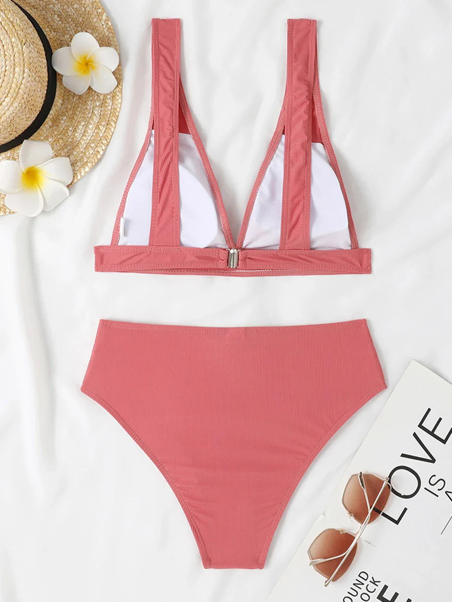 Sexy Bikinis 2025 Women Solid Swimsuit Women Padded Swimwear Female Beachwear Bathers Bathing Swimming Swim Suit