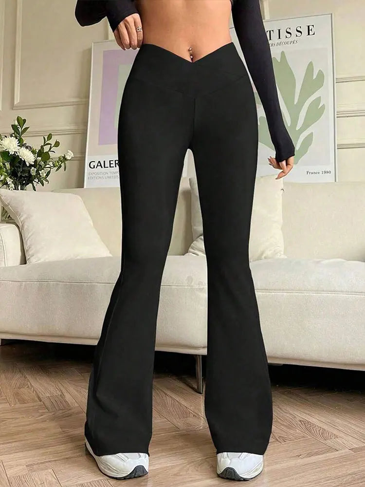 Black Sexy Women's Trousers New Summer Streetwear Fashion Casual Slim Versatile Skinny Pants Elegant Female Knitted Bell Bottoms