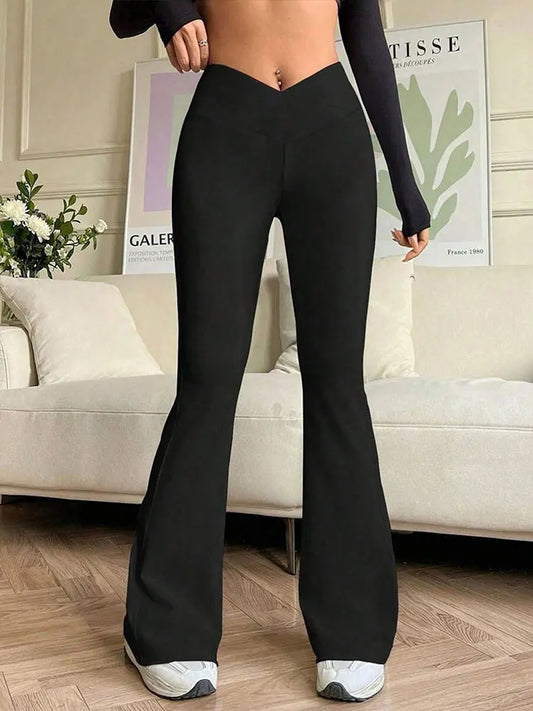 Black Sexy Women's Trousers New Summer Streetwear Fashion Casual Slim Versatile Skinny Pants Elegant Female Knitted Bell Bottoms