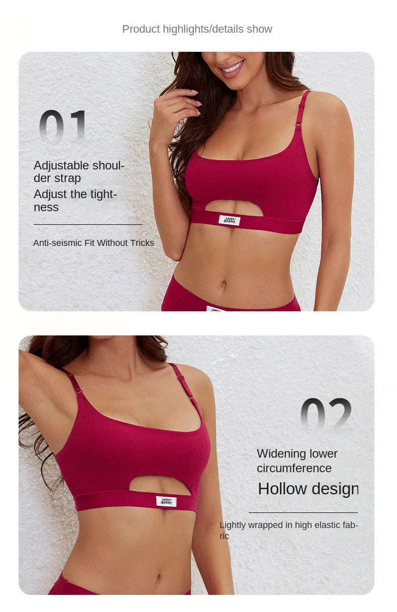 Womens Bikini Set Bra Low Waist Panties Solid Seamless Bralette Sexy Lingeries Suit Sport Brassiere Female Underwear Set