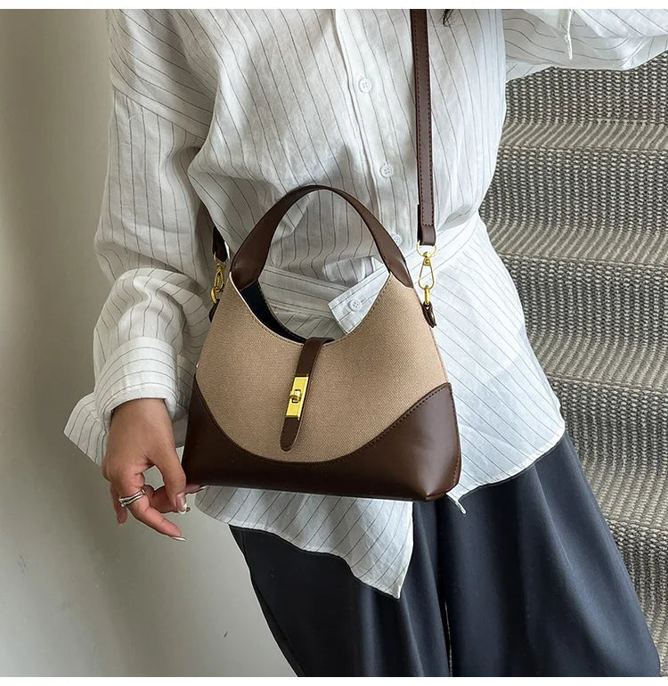 2025 Colorblock Baguette Bag for Women - Boho Vegan Crossbody, Adjustable Shoulder Clutch & Minimalist Commuter Chic