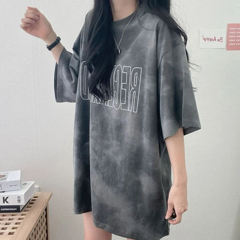 Tops Woman Summer Outfit Short Sleeve Blue T Shirt For Women Graphic Goth Women's Cheap Clothing And Wholesale Sales Clothes