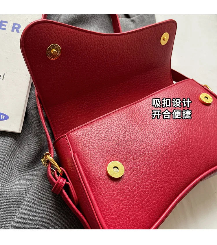 Bag Women 2025 Fashion Texture Lychee Pattern Small Square Bag Simple Commuter Versatile Single Shoulder Crossbody Bag
