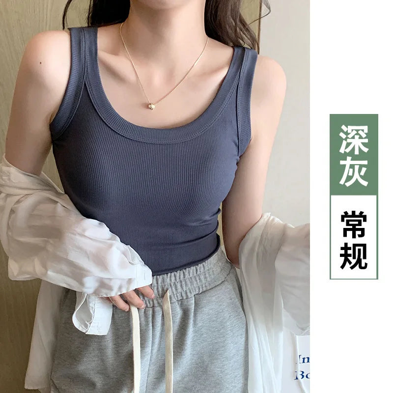 Women Tank Tops 2025 High Strecth Knitted Bottoming Shirt Soft Korean Fashion Undershirt Inner Wear Casual Ladies Tank Tops