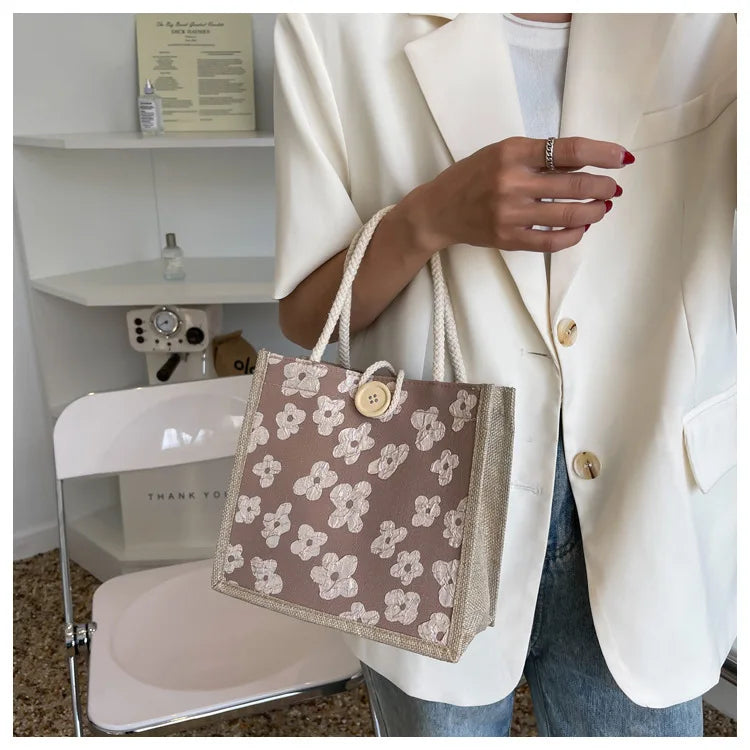 2025 Linen Bags Handbag for Women Shopper Tote Bag Fashion Designer Bag Convenient Large-capacity for Travel Grocery Bag