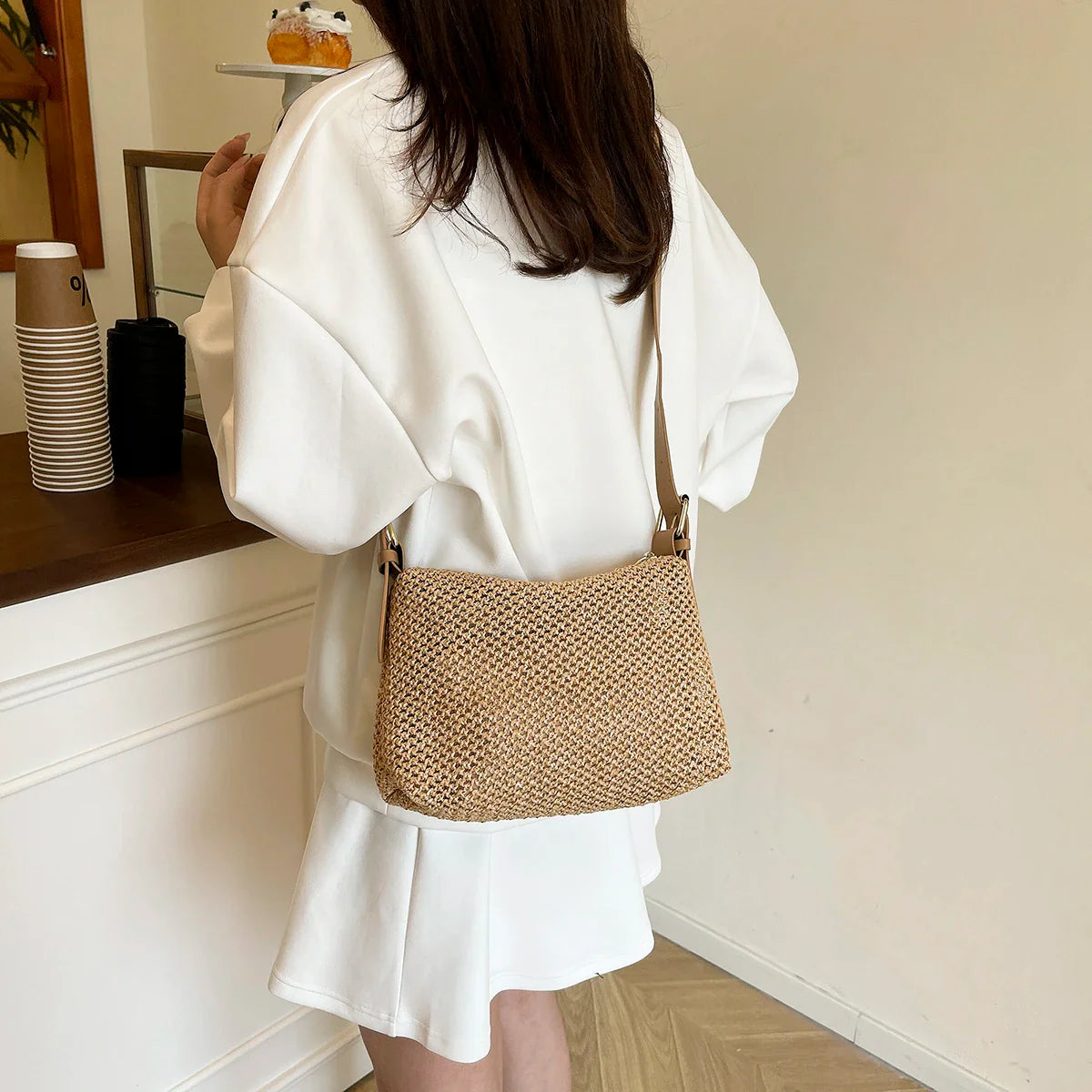 Handbags handbags for women luxury handbags for women Summer niche high sense one shoulder grass woven bag girl 2025