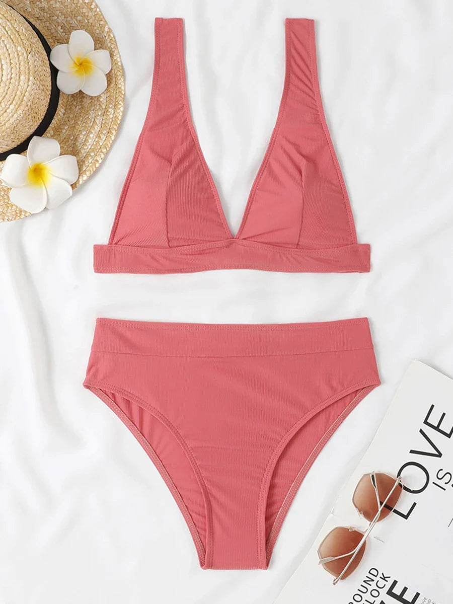Sexy Bikinis 2025 Women Solid Swimsuit Women Padded Swimwear Female Beachwear Bathers Bathing Swimming Swim Suit