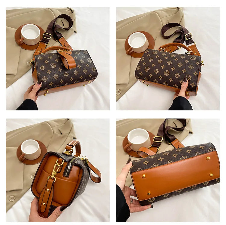 2025 New Boston Bag for Women Fashion Printed Pillow Bag Wide Strap Shoulder Crossbody Bag Casual Work