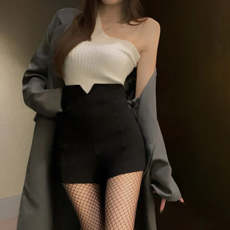 Mini Cute Women's Shorts Short Pants for Woman To Wear Skinny Sexy Knit Tight Kawaii Booty White Y2k Harajuku Outdoor Low Price