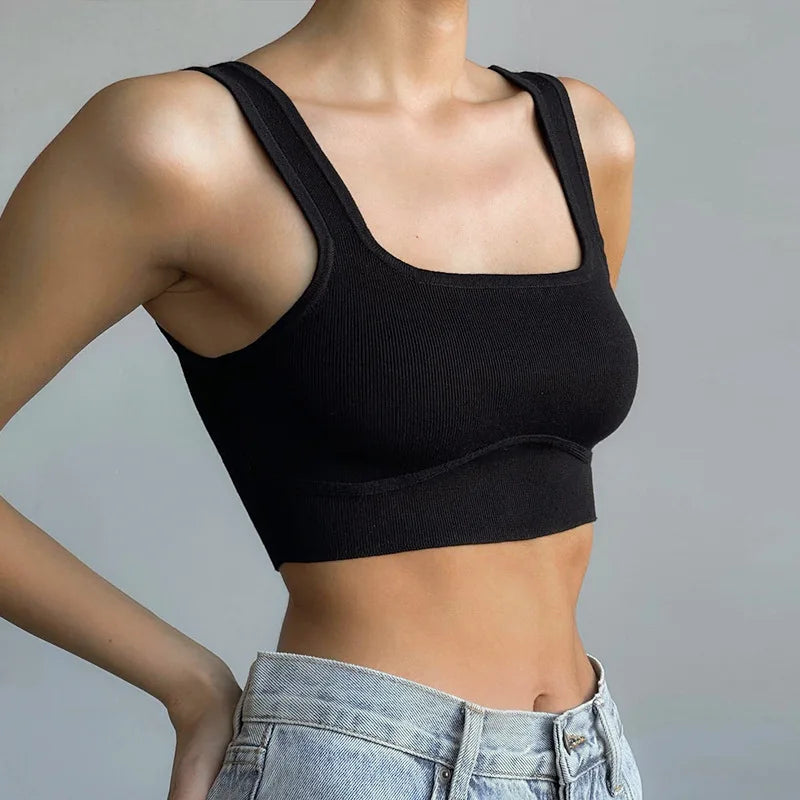 Solid White Tank Top Women Summer Clothes Square Collar Bottom Corset Sleeveless Y2k Accessories Cute Ropa De Mujer Streetwear