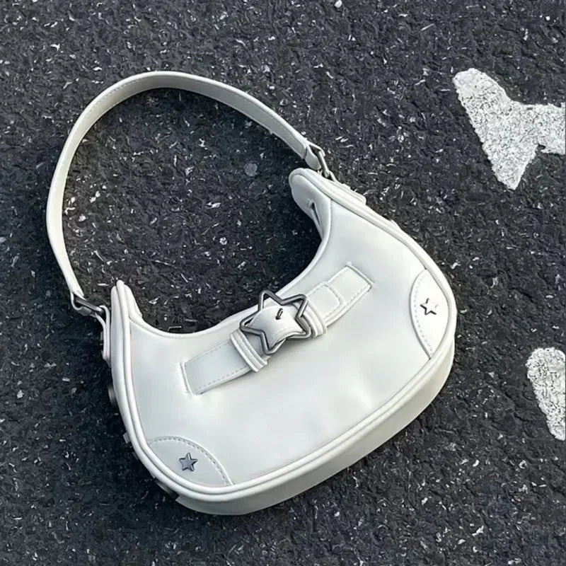 The New 2025 Baguette Bag for Women Is A Trendy Underarm Bag Made of Pu Leather with A Unique Star-shaped Buckle