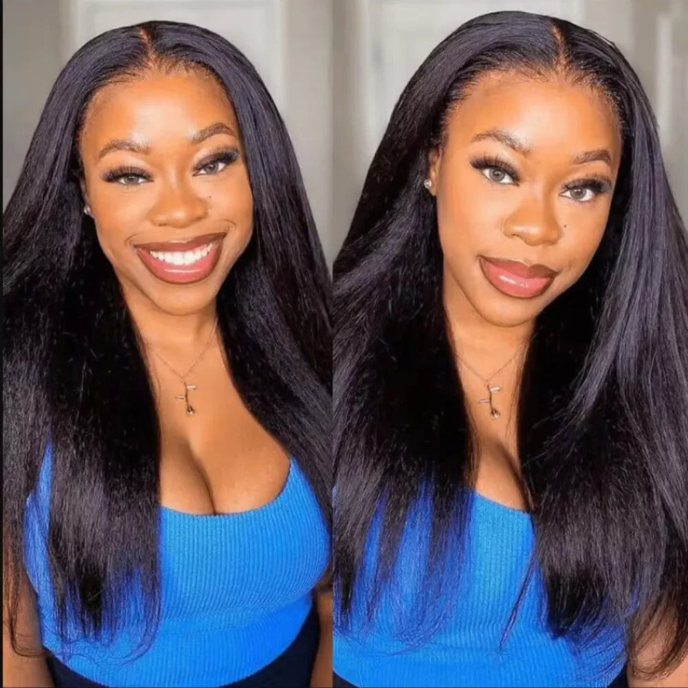 Kinky Straight Human Hair Wig V Part Wig Human Hair For Women U Part No Leave Out V Shape Brazilian Wig Without Glue Half Wigs