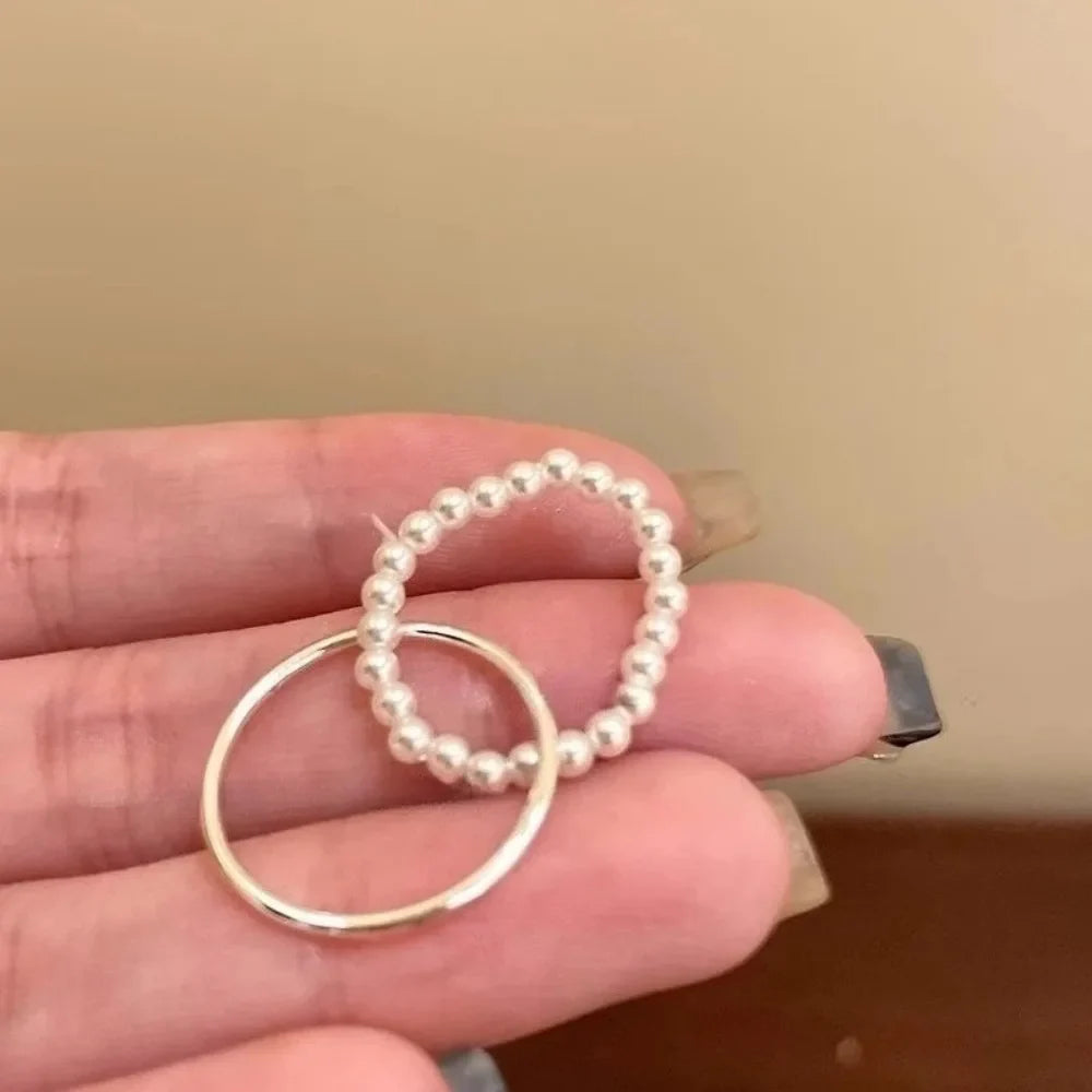 Delicate Puppy Pearl Rings for Women Girls Cute Cartoon Imitation Pearl Bead Ring Set Fashion Jewelry Accessories Student Gifts