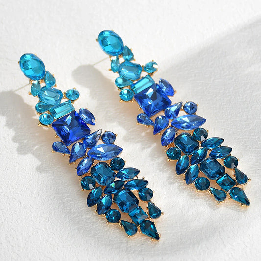 Luxury Elegant Crystal Drop Earrings For Women Rhinestone Pendant Earrings Statement New Design Jewelry