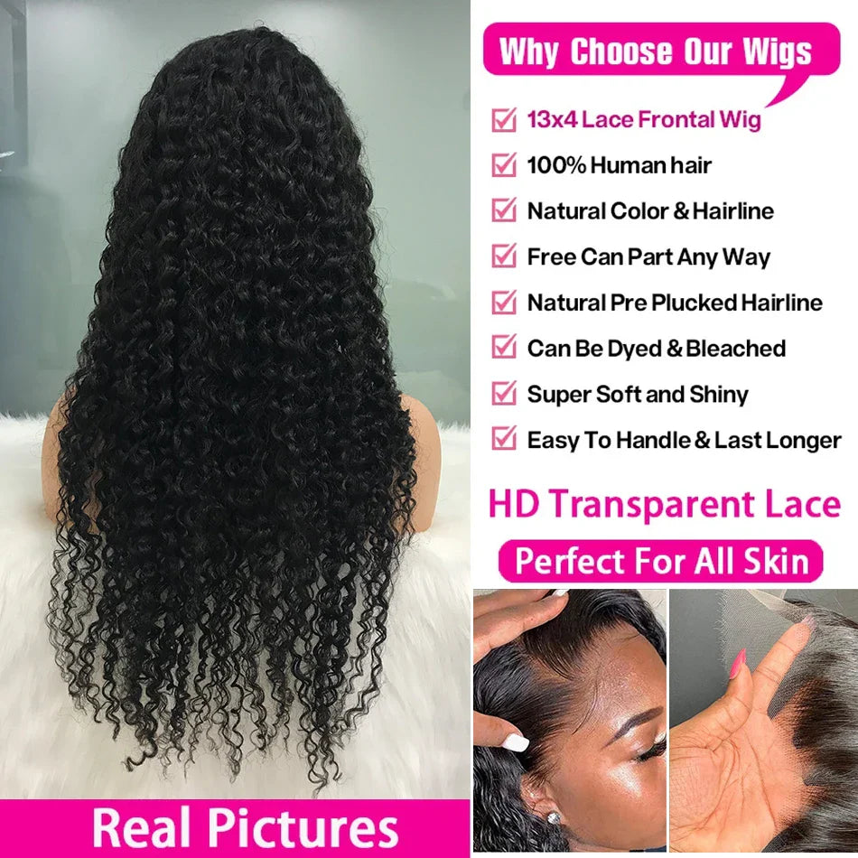 13x4 Curly Lace Front Human Hair Wigs 13x6 Hd Deep Wave Lace Frontal Wig 30 40 Inch 360 Brazilian Pre Plucked Lace Wig For Women