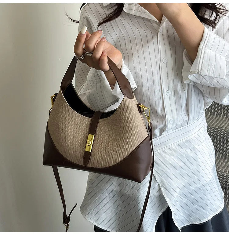2025 Colorblock Baguette Bag for Women - Boho Vegan Crossbody, Adjustable Shoulder Clutch & Minimalist Commuter Chic