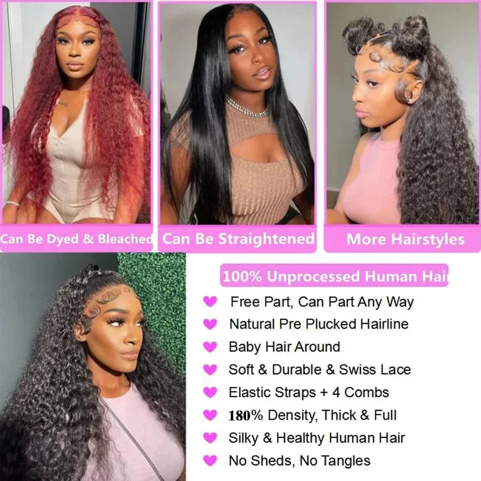 Loose Deep Wave Wig 13x6 Lace Frontal Wig 5x5 HD Lace Closure Human Hair Wigs Brazilian Pre Plucked Deep Curly Front Wig Women