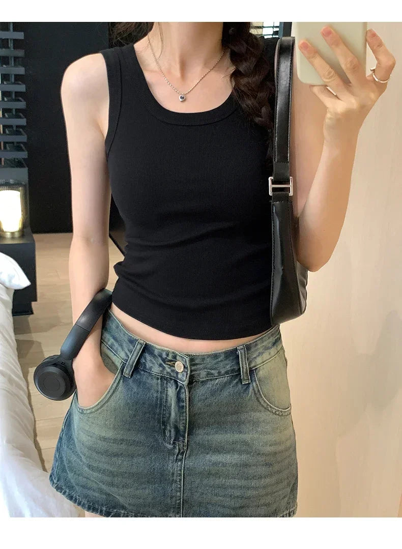 Tank Soft Top For Women Summer 2025 Outfits Tight And Sexy Tank Top Knitted Bottom Shirt And Sleeveless Top For Outerwear