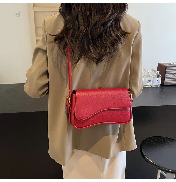 Bag Women 2025 Fashion Texture Lychee Pattern Small Square Bag Simple Commuter Versatile Single Shoulder Crossbody Bag