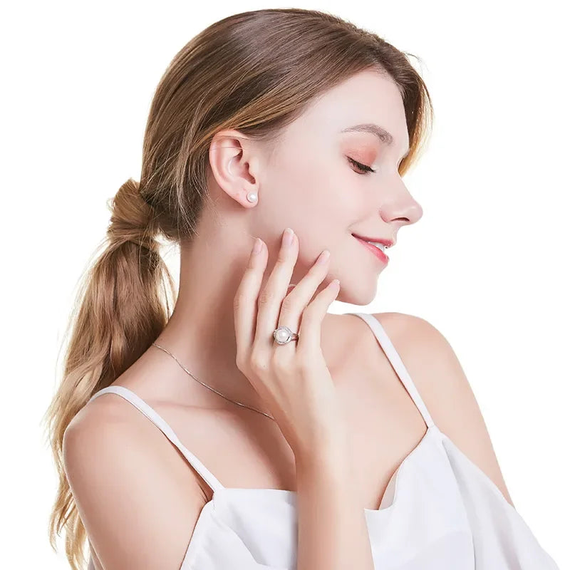 Top Quality AAAA Freshwater Pearl Ring for Women Adjustable Ring with Purple Big Pearl 10-11mm Natural Pearl Jewelry New