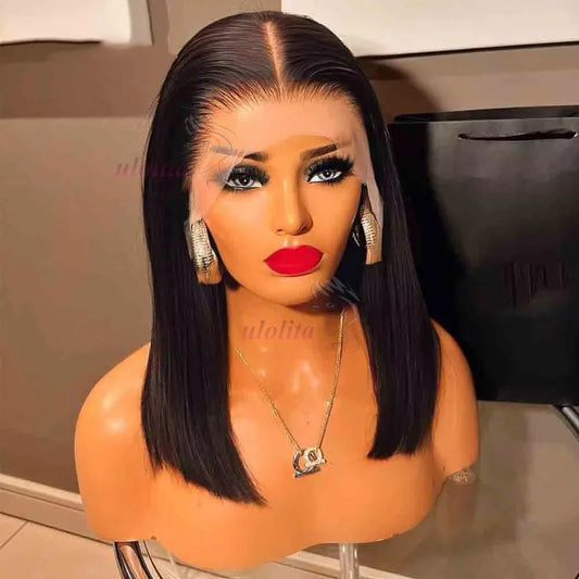 Bleached Knots Bone Straight Wig Human Hair Ready To Go Short Bob 13x4 HD Full Transparent Lace Frontal Wigs Pre Plucked
