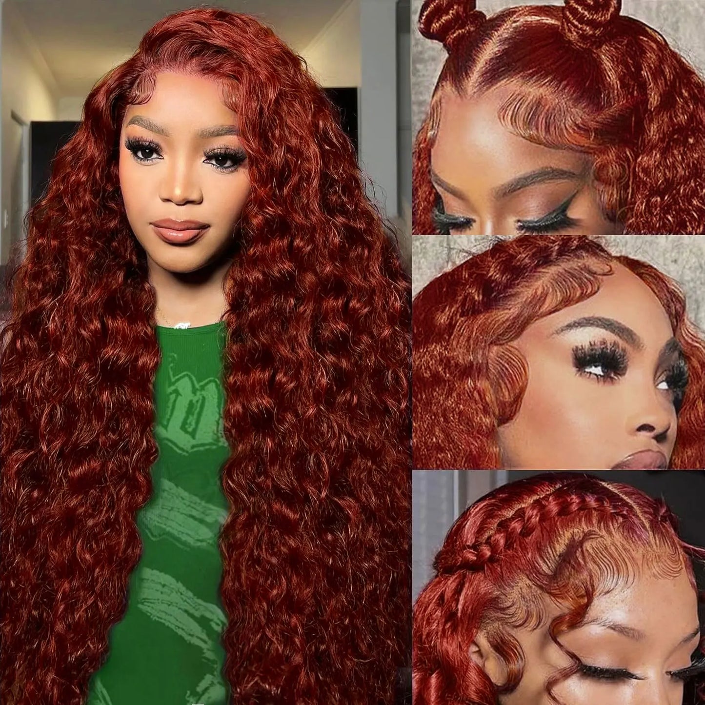 Loose Deep Wave 13x4 Hd Lace Frontal Reddish Brown Human Hair Curly Wigs Water Wave Brazilian Brown Colored Wigs For Women