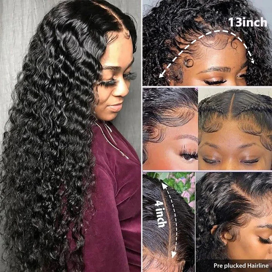 Loose Deep Wave Wig 13x6 Lace Frontal Wig 5x5 HD Lace Closure Human Hair Wigs Brazilian Pre Plucked Deep Curly Front Wig Women