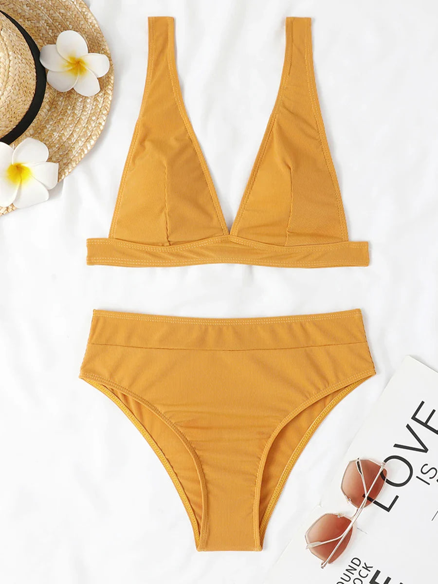 Sexy Bikinis 2025 Women Solid Swimsuit Women Padded Swimwear Female Beachwear Bathers Bathing Swimming Swim Suit