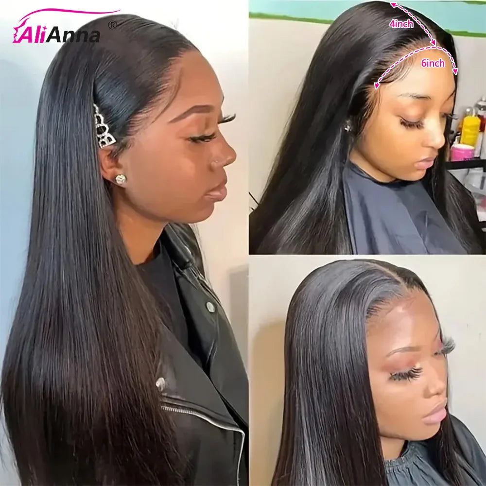 26 28 30Inch 6X4 Straight Glueless Wigs Human Hair Ready To Wear Go Human Hair Wigs Brazilian Pre Cut Closure Wig Human Hair Wig