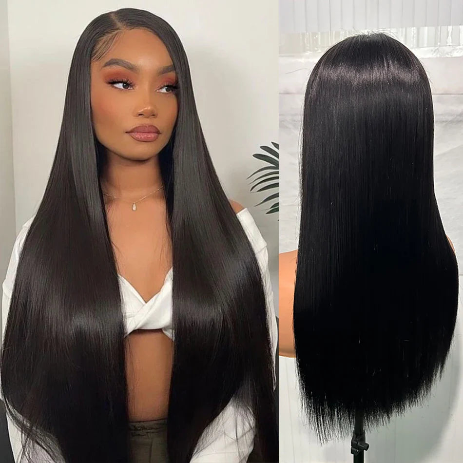 300% Density Super Double Drawn Bone Straight Virgin Human Hair Wigs 4x4 2x6 5x5 Wear And Go Wigs Silky Human Hair Pre Plucked