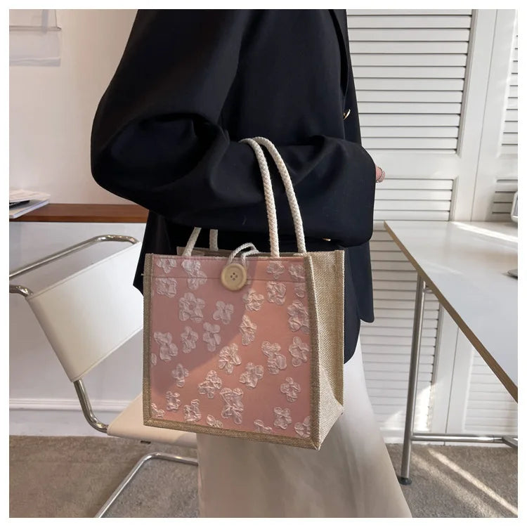 2025 Linen Bags Handbag for Women Shopper Tote Bag Fashion Designer Bag Convenient Large-capacity for Travel Grocery Bag