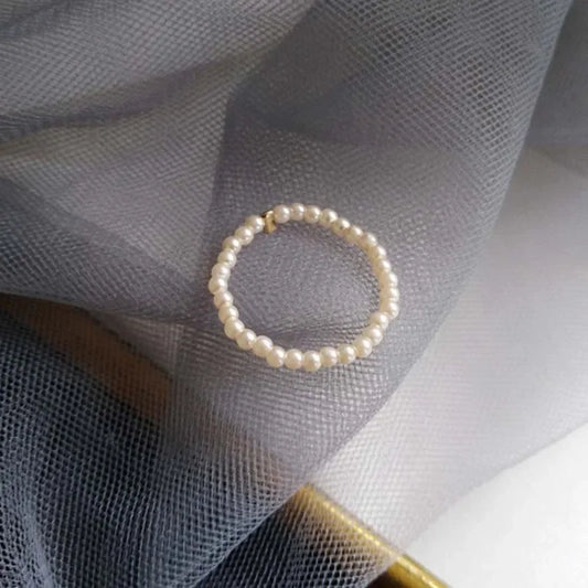 Beaded Pearl Rings for Women Geometric Simulated Pearls Minimalist Finger Ring Vintage Party Jewellery Wedding Accessories Gifts