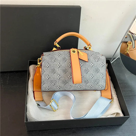 2025 New Boston Bag for Women Fashion Printed Pillow Bag Wide Strap Shoulder Crossbody Bag Casual Work