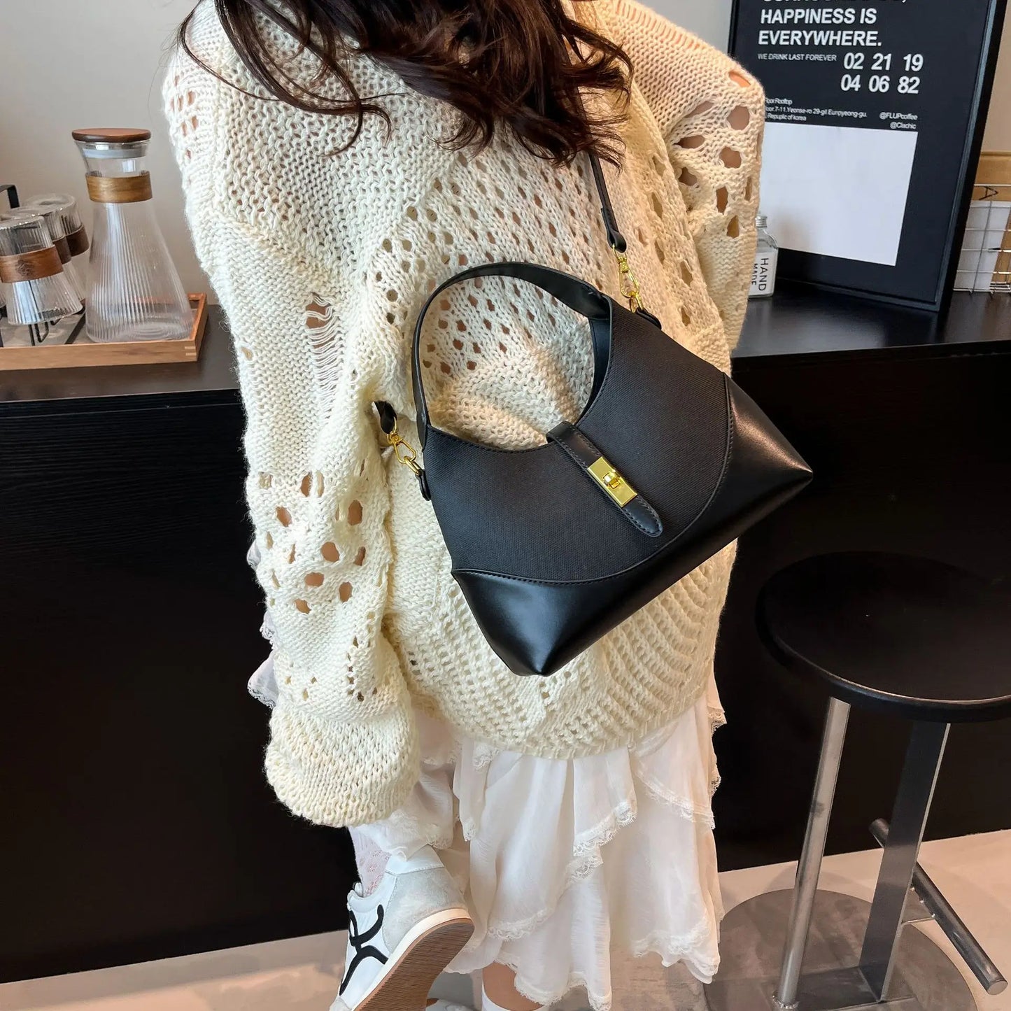 2025 Colorblock Baguette Bag for Women - Boho Vegan Crossbody, Adjustable Shoulder Clutch & Minimalist Commuter Chic