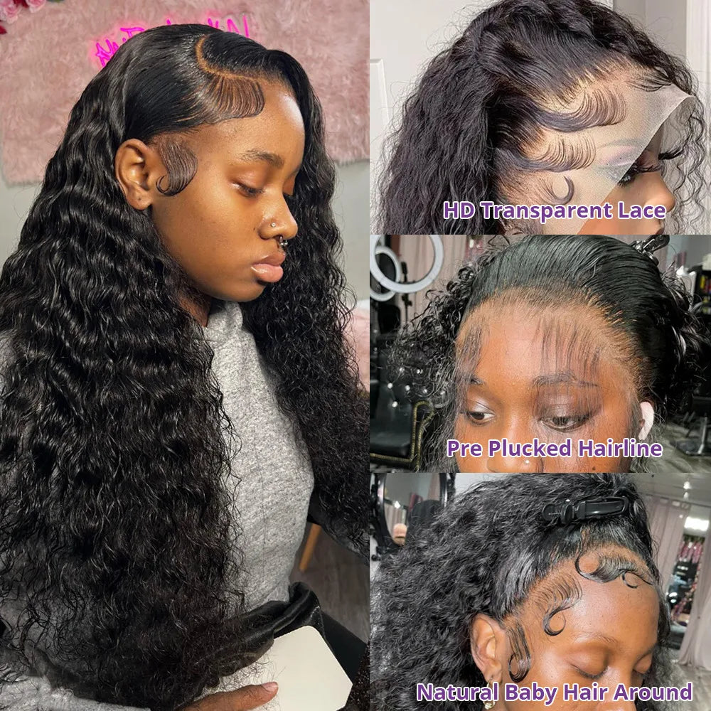 13x4 Curly Lace Front Human Hair Wigs 13x6 Hd Deep Wave Lace Frontal Wig 30 40 Inch 360 Brazilian Pre Plucked Lace Wig For Women