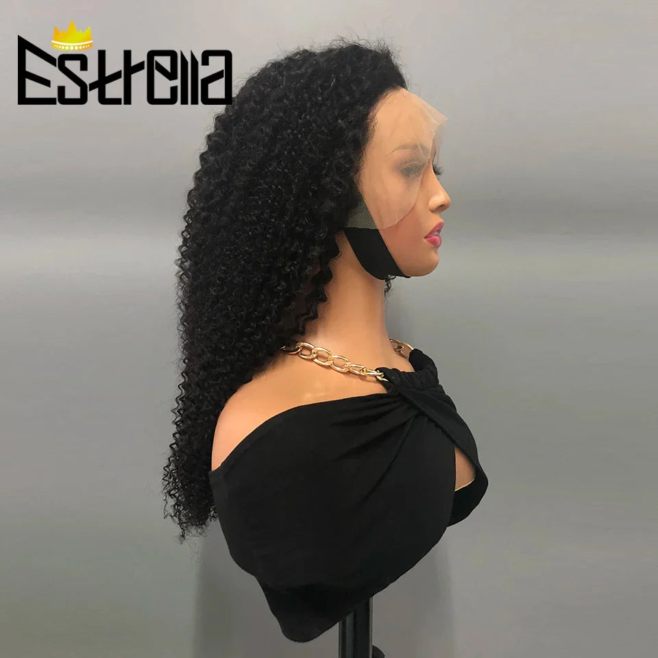 Afro Kinky Curly Human Hair Lace Frontal Wig 180% Density Brazilian 13x4 Curly Lace Front Human Hair Wigs For Women Pre Plucked
