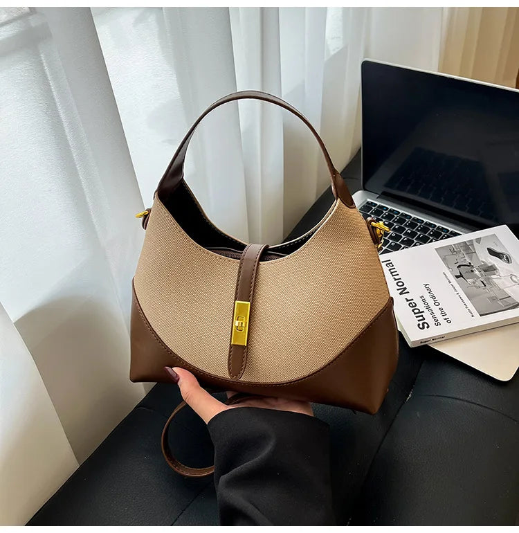2025 Colorblock Baguette Bag for Women - Boho Vegan Crossbody, Adjustable Shoulder Clutch & Minimalist Commuter Chic