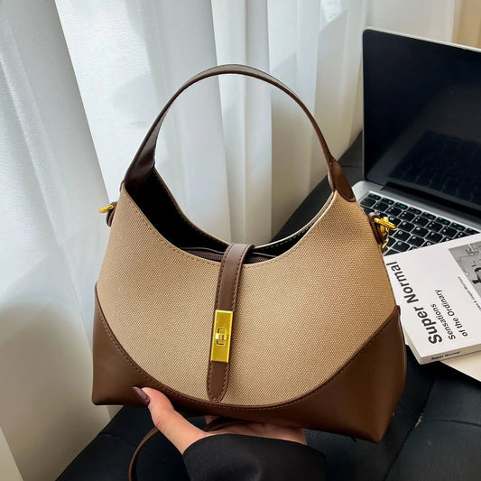 2025 Colorblock Baguette Bag for Women - Boho Vegan Crossbody, Adjustable Shoulder Clutch & Minimalist Commuter Chic
