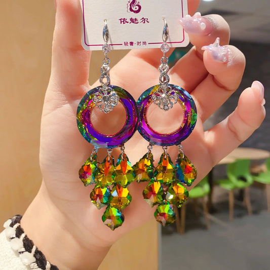 Luxury Crystal Earrings for Women Charming Artifical Crystal Dangling Earrings Wedding Party Jewelry