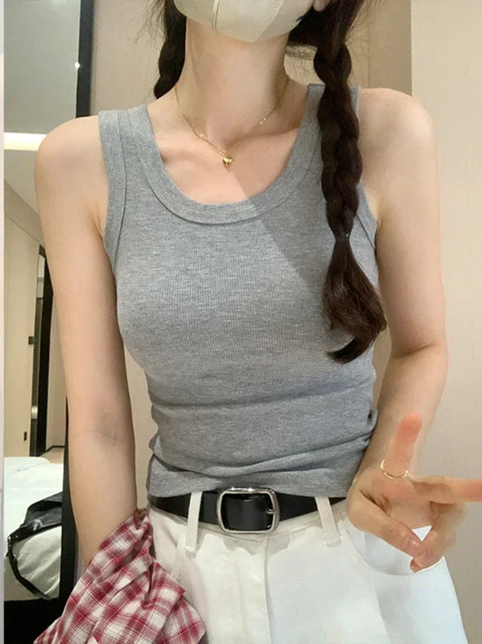 Tank Soft Top For Women Summer 2025 Outfits Tight And Sexy Tank Top Knitted Bottom Shirt And Sleeveless Top For Outerwear